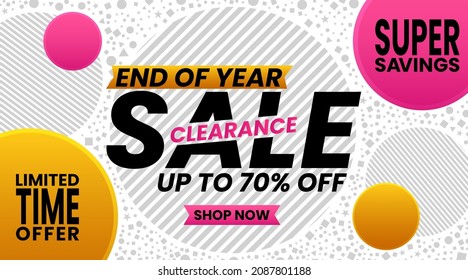 End of year sale banner with abstract background