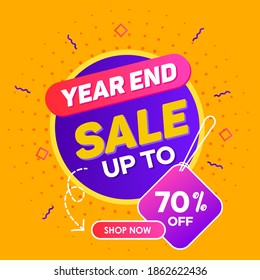 End of Year Sale Banner, Digital Social Media Marketing Advertising. Special Offer Shopping Discount, Media Ad Poster.