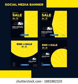 End of the year sale banner pack.  four vector banner template. 