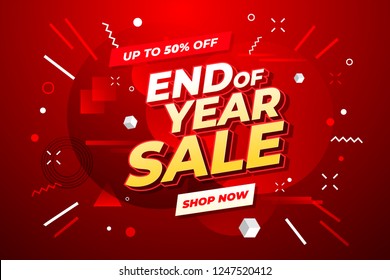 End of year sale banner. Sale banner template design.