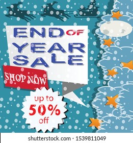 End of year sale banner. Sale banner template design.winter background.editable text