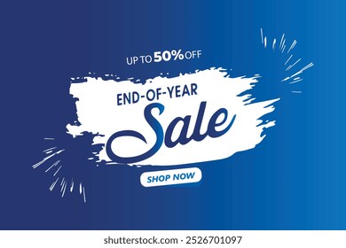 End of year Sale Banner Upto 50% Off with Blue Colour 