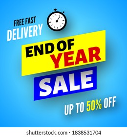 End of year sale banner. Vector illustration.