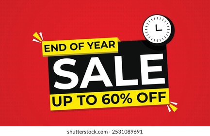 End of Year Sale Banner,
Year-End Discount 60% Off Promo,
Red End of Year Sale,
Holiday Season Year-End Sale