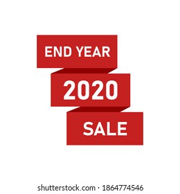 End Year Sale banners, ribbons decorated, 2020 Happy New Year, Merry Christmas, end year holidays. Mega sale, save money, cost reduction, Off price. White background EPS Vector
