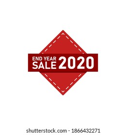 End Year Sale banners, ribbons decorated, 2020 Happy New Year, Merry Christmas, end year holidays. Mega sale, save money, cost reduction, Off price. White background EPS Vector