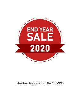 End Year Sale banners, ribbons decorated, 2020 Happy New Year, Merry Christmas, end year holidays. Mega sale, save money, cost reduction, Off price. White background EPS Vector