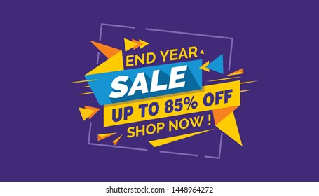 End Year Sale, Colorful Sale Banner Template, Discount Sale, Promo Sale Card