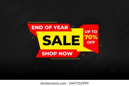 End of Year sale offer banner template. stock clearance background. end of year banner template design for web or social media, Sale special offer. abstract vector design.