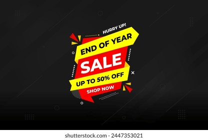 End of Year sale offer banner template. stock clearance background. end of year banner template design for web or social media, Sale special offer. abstract vector design.