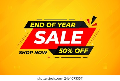 End of Year sale offer banner template. stock clearance background. end of year banner template design for web or social media, Sale special offer. abstract vector design.