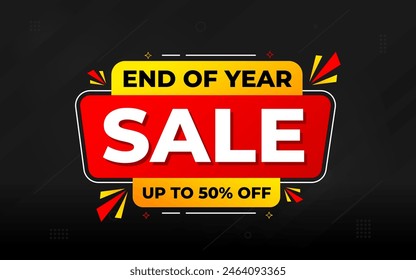 End of Year sale offer banner template. stock clearance background. end of year banner template design for web or social media, Sale special offer. abstract vector design.