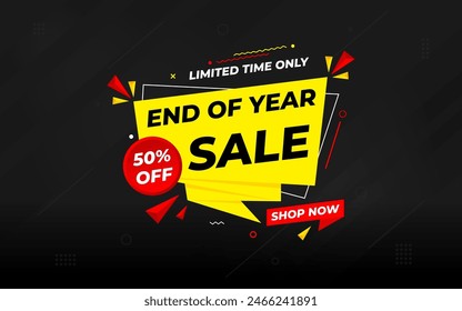 Oferta de venta de fin de año Plantilla de Anuncio. Fondo de liquidación de existencias. Diseño de Plantilla de Anuncio de fin de año para Web o redes sociales, Oferta especial de venta. Diseño de Vector abstracto.