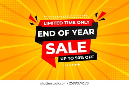 End of Year sale offer banner template. stock clearance background. end of year banner template design for web or social media, Sale special offer. abstract vector design.