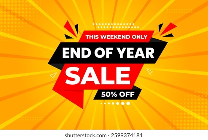 End of Year sale offer banner template. stock clearance background. end of year banner template design for web or social media, Sale special offer. abstract vector design.