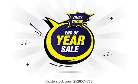 Venta de fin de año solo hoy diseño de Plantilla de Anuncio editable con Formas de fondo amarillo claro, azul oscuro y blanco, perfecto para promocionar Ofertas por tiempo limitado y descuentos de temporada