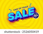 End of year sale poster, sale banner design for social media and website. year-end hot sales campaign special offer