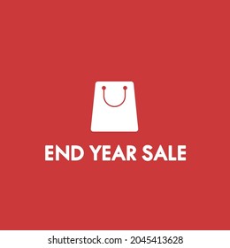 End year sale poster. Sale vector. Paper bag icon vector.