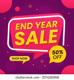 End year sale promo poster or flyer design template. vector illustration.