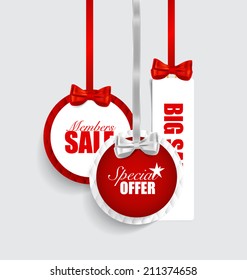 End Of Year Sale Savings Labels Set. Modern Style Template Design Vector Illustration.