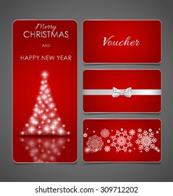 End of year sale savings labels set, price tag, sale coupon, voucher. Christmas template Design vector illustration.