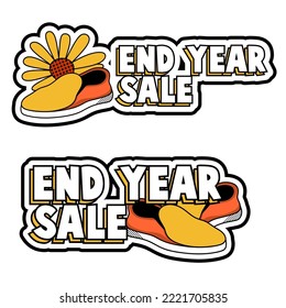 end year sale shoes vintage, 90s vector, pop up vector colorful