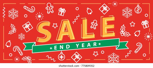 End Year Sale or Snow Winter Banner Vector 