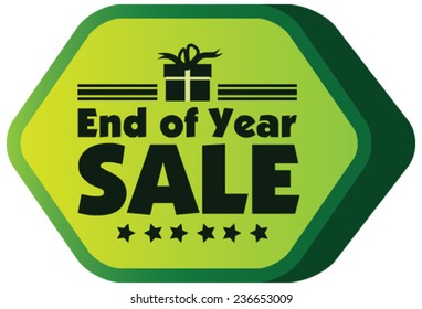 End of year sale vector label or badge isolated on white background. Green label for business seasonal shopping concept