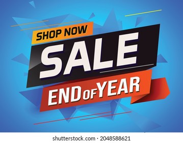 End of year Sale word concept vector illustration with lines and 3d style, landing page, template, ui, web, mobile app, poster, banner, flyer, background, gift card, coupon, label, wallpaper	