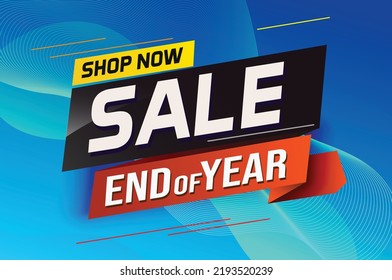 End of year Sale word concept vector illustration with lines and 3d style, landing page, template, ui, web, mobile app, poster, banner, flyer, background, gift card, coupon, label, wallpaper	