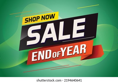 End of year Sale word concept vector illustration with lines and 3d style, landing page, template, ui, web, mobile app, poster, banner, flyer, background, gift card, coupon, label, wallpaper