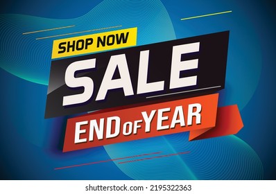 End of year Sale word concept vector illustration with lines and 3d style, landing page, template, ui, web, mobile app, poster, banner, flyer, background, gift card, coupon, label, wallpaper