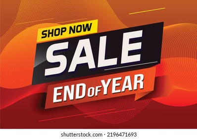End of year Sale word concept vector illustration with lines and 3d style, landing page, template, ui, web, mobile app, poster, banner, flyer, background, gift card, coupon, label, wallpaper