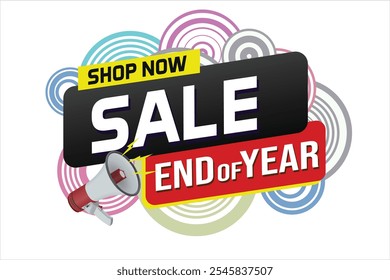 End of year Sale word concept vector illustration with lines and 3d style, landing page, template, ui, web, mobile app, poster, banner, flyer, background, gift card, coupon, label, wallpaper

