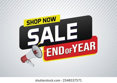 End of year Sale word concept vector illustration with lines and 3d style, landing page, template, ui, web, mobile app, poster, banner, flyer, background, gift card, coupon, label, wallpaper

