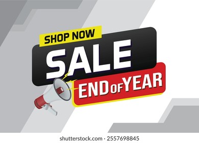 End of year Sale word concept vector illustration with lines and 3d style, landing page, template, ui, web, mobile app, poster, banner, flyer, background, gift card, coupon, label, wallpaper


