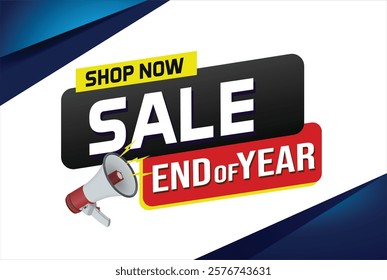 End of year Sale word concept vector illustration with lines and 3d style, landing page, template, ui, web, mobile app, poster, banner, flyer, background, gift card, coupon, label, wallpaper

