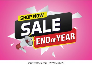End of year Sale word concept vector illustration with lines and 3d style, landing page, template, ui, web, mobile app, poster, banner, flyer, background, gift card, coupon, label, wallpaper

