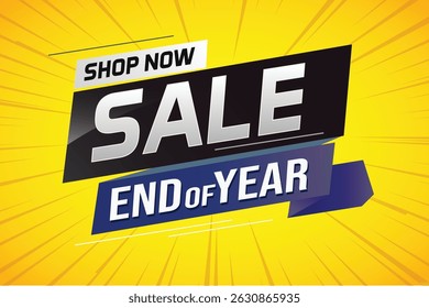 End of year Sale word concept vector illustration with lines and 3d style, landing page, template, ui, web, mobile app, poster, banner, flyer, background, gift card, coupon, label, wallpaper	
