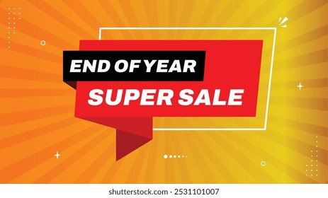 End of Year Super Sale! Up to 50% Off - Hurry Up! Sale Banner Templates with Gradient Elements in Red, Yellow, Black, White, Orange - Perfect for Eye-Catching Designs Shapes to Boost Your Sales