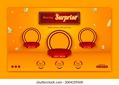 End of year surprise contest invitation horizontal banner template with splashing gold