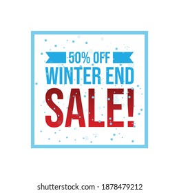 End of year winter sale banner template design. snowflake element on white snow background for year end promotion. Vector illustration - Shutterstock ID 1878479212