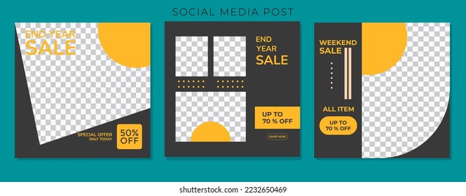 END YEASR SALE BANNER SOCIAL MEDIA POST. EDITABLE TEMPLATE PROMOTION COVER DESIGN. VECTOR ILUSTRATION