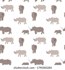 endangered animal black rhino seamless pattern for nursery and kids
