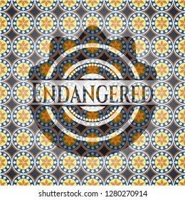 Endangered arabesque style emblem. arabic decoration.