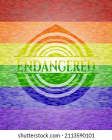 Endangered lgbt colors emblem. Vector Illustration. Mosaic. 