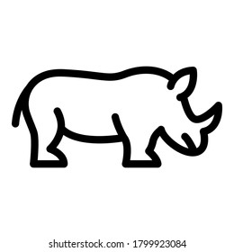 Endangered rhino icon. Outline endangered rhino vector icon for web design isolated on white background