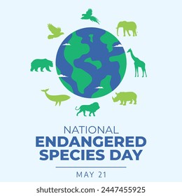 Endangered Species Day design template. animal silhouette vector design. globe vector. eps 10. flat design.