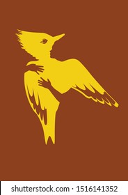 Endangered Species - Yellow Woodpecker in a Brown Background - animal hugged by a person