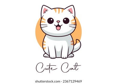 Endearing comical kitty cartoon vector insignia illustration fauna flora insignia thought isolated flat vector